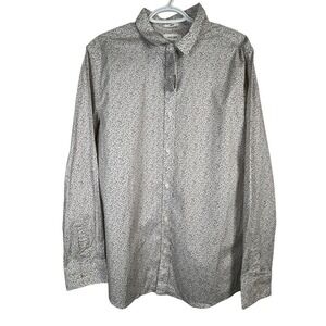Julian & Mark Men's Hunter Floral Poplin Shirt -  White Long Sleeve - Size Large